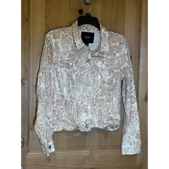Nine West Jeans Sarah Leopard Denim Jacket, Large - Picture 2 of 6